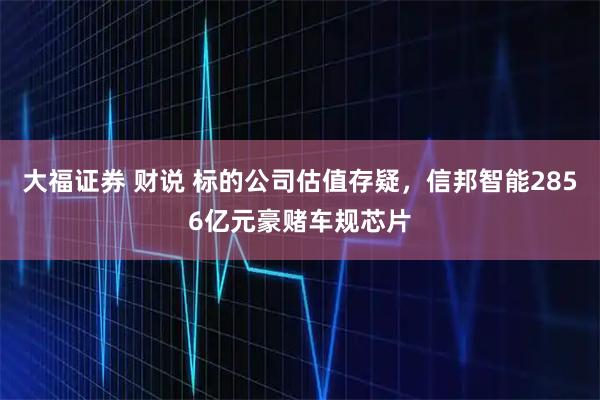 大福证券 财说 标的公司估值存疑，信邦智能2856亿元豪赌车规芯片